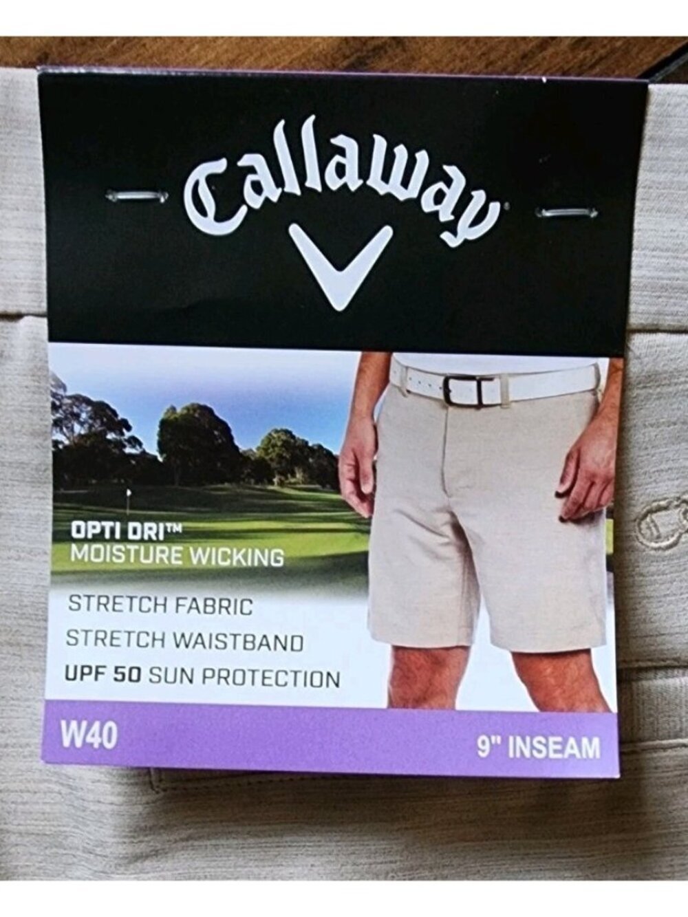 Callaway Shorts Mens 40 Beige Opti Dri Active 9" Casual Performance Golf NWT NEW